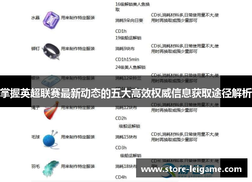 掌握英超联赛最新动态的五大高效权威信息获取途径解析 掌握英超联赛最新动态的五大高效权威信息获取途径解析